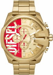 Diesel Chief Series Herrenuhr, Chronographenwerk mit Silikon-, Edelstahl- oder Lederarmband 51MM Goldton und Rot