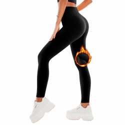 SINOPHANT Gefütterte Leggings Damen, Fleece Thermoleggins High Waist Warm Teddy Sportleggins Strumpfhosen Winter Schwarz L-XL