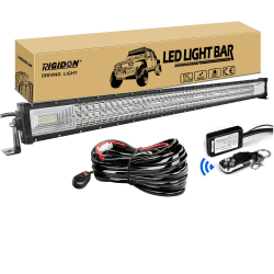 RIGIDON Dreireihige Led lichtleiste kfz mit 12v blitz kabelbaum kit, 42 Zoll 105cm 540W offroad beleuchtung Led bar für Auto SUV ATV, UTV, LKW 4x4, Fahrzeuge, 6000K Weiß draußen scheinwerfer lampe 42 Zoll 540W mit kabelbaum