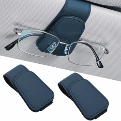 Kytpyi Brillenhalter für Auto, Sonnenbrillenhalterung Auto, 2 Stücke Magnetische Leder Brillenhalterung Auto für Auto Sonnenblende, Kratzfestes Feines Brillenetui Auto für Brille Karte Ticket(Blau) Blau 9,5*4,5 cm