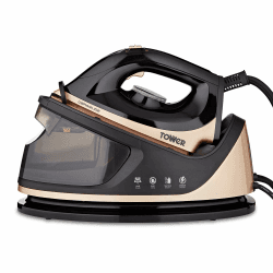 TOWER T22023GLDVDE IRON STEAM GENERATOR Dampfgenerator, Champagnergold und Schwarz Ceraglide Dampfbügeleisen Schwarz und Gold