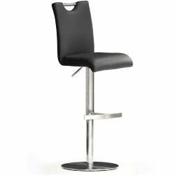 Robas Lund Barhocker Schwarz Leder mit Lehne Barstuhl drehbar 360 Grad, Hocker höhenverstellbar, BAR.DO, 50 x 42 x 116 cm Rund/360° drehbar Leder Schwarz