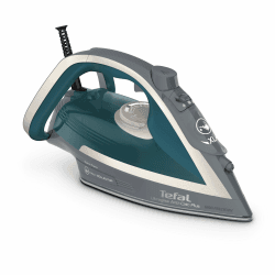 Tefal Dampfbügeleisen Ultragliss Plus FV6842 | 2800 W | Abnehmbarer Kalk-Kollektor | 50 g/Min. Dampfabgabe | 260 G/Min. Dampfstoß | Abschaltautomatik | Kratzfest | Türkis/Grau [1] Anti-Kalk und Auto-Abschaltung