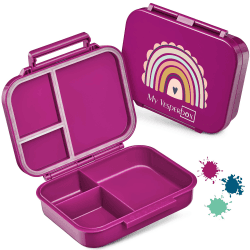 My Vesperbox – MINI BIA - Bento Box Kinder – NEUES MODEL – kompakter und leichter - Auslaufsicher & BPA Frei - Lunchbox – Brotdose - für Kindergarten und Schule (Lila -Regenbogen) Lila - Regenbogen Mini Bia 17x12,5x4,5cm