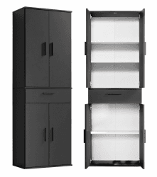 mokebo® Mehrzweckschrank 60cm Breite mit Schubladen 'Der Praktische', großer Büroschrank o. Aktenschrank, auch als Schuhschrank oder Apothekerschrank in 60x180x34 cm (B/H/T) in Anthrazit-Schwarz Höhe 180CM Anthrazit-schwarz
