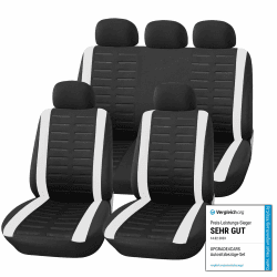 Upgrade4cars Autositzbezüge Set Universal | Auto-Schonbezüge für die Vordersitze & Rückbank in Weiß Weiß Komplett Set