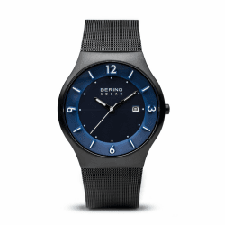 BERING Herren Uhr Solar Movement - Solar Collection mit Edelstahl und Saphirglas 14440-XXX Schwarz/Blau