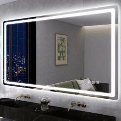 S’bagno Badspiegel-mit-Beleuchtung 120x70cm, Bluetooth Badezimmer Spiegel mit Beleuchtung und Entfoggen, 3 Farbtemperaturen, Speicherfunktion, Dimmbar, IP44 Led Badspiegel Horizontal/Vertikal M55 (Bluetooth) 70L x 120B cm