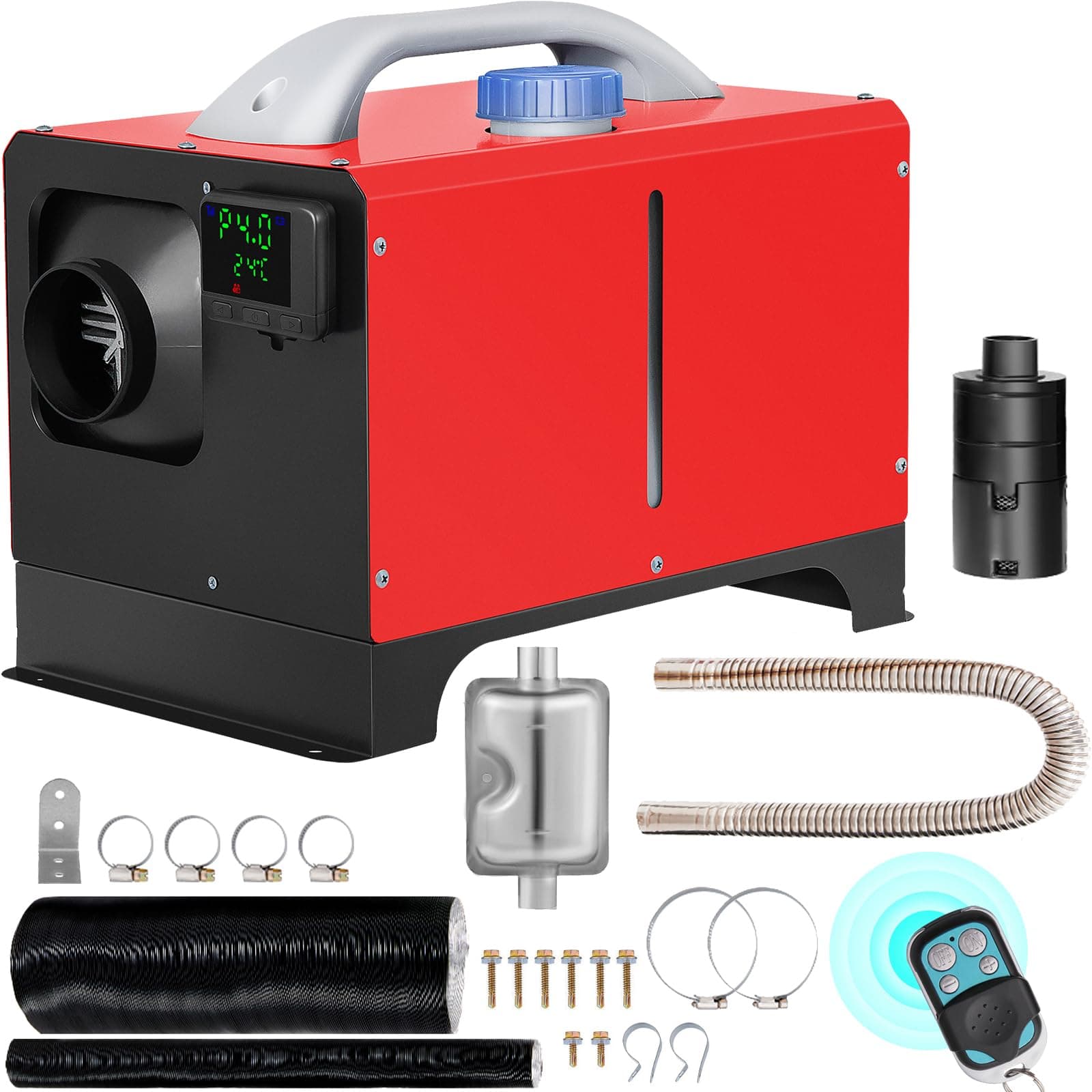 VEVOR 12V Standheizung Diesel, 8KW Diesel Standheizung, Luftheizung Air Diesel, Luft Dieselheizung für Auto RV LKW Wohnmobil Bus mit Fernbedienung (LCD Schalter 1 Luftauslass Rot) 8KW-W-Rot
