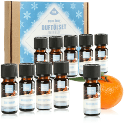 com-four® 10x duftende Öle im Set - Raumduft Winterstimmung - Duftöl für Aroma-Diffusoren, Lufterfrischer, Wasser-Verdampfer, Luft-Befeuchter (10er Mix Winterstimmung)