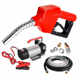 Wiltec Bio Dieselpumpe 12 V, 150 W, 40 l/min, Heizölpumpe selbstansaugend, Absaugpumpe für Diesel, Biodiesel, Heizöl, tragbare mobile Umfüllpumpe mit Zapfpistole und Schläuchen