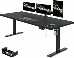 JUMMICO Höhenverstellbarer Schreibtisch 180 x 80 cm mit Kabelwanne, Höhenverstellbar Elektrisch Stehpult mit USB-Buchse, Computertisch, Ergonomischer Steh-Sitz Tisch, Bürotisch, Schwarz Schwarz 180 x 80 cm