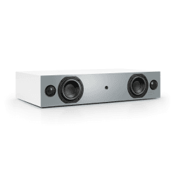 Nubert nuBox AS-225 | Weiße Soundplate mit Grauer Front | Für Streaming | TV-Lautsprecher mit Bluetooth aptX | Soundbase mit 2 Wege Technik | Vollaktive Stereobase für Spitzenklang Eisgrau