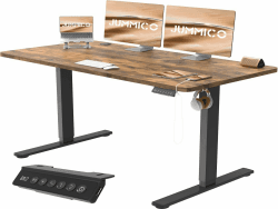 JUMMICO Höhenverstellbarer Schreibtisch Höhenverstellbar Elektrisch, Ergonomischer Steh-Sitz Tisch Stehpult Verstellbarer Computertisch,Stehschreibtisch Bürotisch Standing Desk,140 x 60 cm, Braun Braun 60 x 140 cm