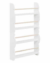WOLTU Kinder Bücherregal Wandregal, Bücher-Organizer mit 4 Ablagen, Kinderregal für Buchaufbewahrung, aus Kiefernholz E1 MDF, für Kinderzimmer Spielzimmer, Weiß Weiß 60x98cm