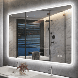S'bagno Badspiegel mit Beleuchtung 1000x700mm, IP44 Badezimmerspiegel mit Beleuchtung mit Entfoggen/ 3 Farbtemperaturen (3000K 4000K 6500K)/ Dimmen/Vertikal oder Horizontal, Led Badspiegel mit Memory M66 (No Bluetooth) 70L x 100B cm