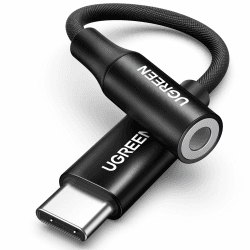 UGREEN USB C Klinke Adapter Aux USB C auf 3.5mm Kopfhörer Adapter mit DAC Chip kompatibel mit iphone15/15pro/15plus/15pro max, Galaxy S 24 Serie, iPad, P60/50/40/Mate 30 (Schwarz) 1 Schwarz