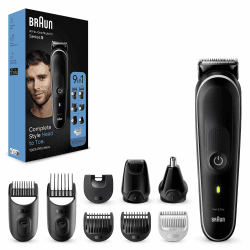 Braun All-In-One Bartpflege Bodygroomer Set, Barttrimmer / Bartschneider, Trimmer/Haarschneider Herren, Haarschneidemaschine, wiederaufladbar, 100 Min. kabellose Laufzeit, MGK5410 9-in-1