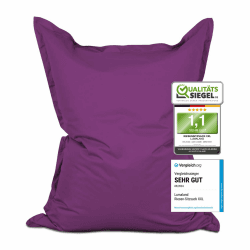 Lumaland Riesen-Sitzsack XXL 140x180 cm | Wasserfestes Indoor & Outdoor Liegekissen mit über 3 Mio. anpassungsfähigen EPS-Perlen | Bean Bag mit waschbarem Bezug [Lila] Indoor & Outdoor XXL Lila