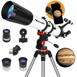 MEEZAA Teleskop, Teleskop Astronomie Erwachsene Profi, 90mm Blende 800mm AZ Mount Astronomisches Refraktor Teleskop für Kinder Anfänger, Teleskop für Einsteiger zur Beobachtung von Mond und Planeten