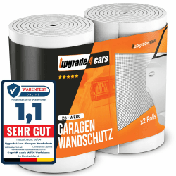 Upgrade4cars Garagen Wandschutz Selbstklebend Weiß für Autotüren | Kantenschutz Garage | Garagenwand Anfahrschutz Einparkhilfe Prallschutz Wandpolsterung 2 x (200x20x0,5 cm) Weiß