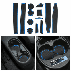 CDEFG Gummimatten Auto Mittelkonsole Türschlitz rutschfest Kompatibel mit FIAT 500 / Abarth 595 Antirutschmatten Anti-Staub Becherhalter Gummi Matte Armlehne Aufbewahrung Innenraum Zubehör(Blau)
