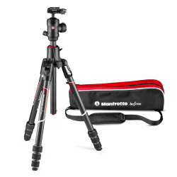 Manfrotto Befree GT XPRO Carbon Kamerastativ, 496 Kugelkopf, Twist Lock-System, 90-Grad-Säule, 200PL-PRO-Platte, für DSLRs, und spiegellose Kameras mit langen Objektiven, Makrofotografie