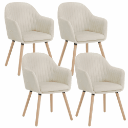 WOLTU 4er Set Esszimmerstühle Küchenstuhl Wohnzimmerstuhl Polsterstuhl Design Stuhl mit Armlehne Samt Massivholz Cremeweiß BH95cm-4 Cremeweiß Samt