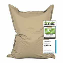 Lumaland Riesen-Sitzsack XXL 140x180 cm | Wasserfestes Indoor & Outdoor Liegekissen mit über 3 Mio. anpassungsfähigen EPS-Perlen | Bean Bag mit waschbarem Bezug & 5 Jahren Garantie [Beige] Indoor & Outdoor XXL beige