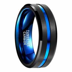 NUNCAD Ring Herren/Damen Wolframcarbid 4mm 6mm 8mm 10mm Men Fashion Schmuck Ehering Verlobungsringe Paar Freundschaftsring Schwarz Blau Gold Rosegold Größe 47 bis 80 (15-25.4) Blau-Schwarz (8mm) 80.0 (25.4)