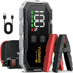 YUSMAN Starthilfe Powerbank,5000A 12V Car Starthilfe Powerbank für alle Autos oder 10.0L Dieselfahrzeuge,Tragbare Starthilfe Powerbank mit LCD Display und Unterstützt 4 LED-Lichtmodi,Schnellladung F02