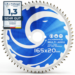 FALKENWALD® Sägeblatt 165 x 20 mm für Makita Tauchsäge (Multi-Material & Akku) - Hochwertiges Kreissägeblatt 165x20 mm aus Hartmetall - kompatibel mit Dewalt, Bosch, Makita SP6000 Ø 165x20 mm Multi - Feinschnitt Akku