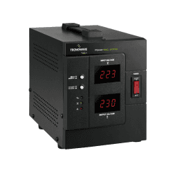 Tecnoware Power Systems - PowerReg 3000VA, Einphasen-Spannungsregler, Schutz vor Spannungsschwankungen und Stromausfällen, Für TV, HiFi, Drucker, USV Stromversorgung 230V, Schwarz, 3000 VA, Metall