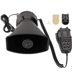 FARBIN Auto Sirene Horn 7-Ton Polizei Sirene Fahrzeug Lautsprecher mit Handmikrofonverstärker 12V 100W Notgeräusche Sirene Elektrisches Horn mit Mikrofon PA Sirenen horn