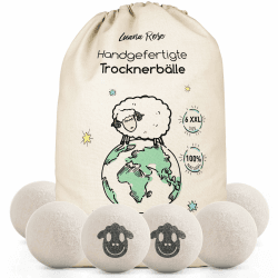 Luana Rose Trocknerbälle für Wäschetrockner -100% Schafwolle, Öko-Freundlicher Weichspüler, Sparen Sie Zeit & Energie- Perfekt Trockenball für Daunen - Tennisbälle zum Waschen -Set 6 Stkv Weiß