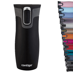 Contigo Thermobecher West Loop Autoseal, Edelstahl Isolierbecher, Reisebecher, Kaffebecher to Go, auslaufsicher Schwarz 470 ml
