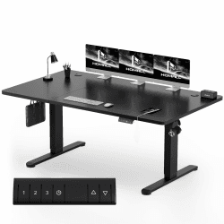 Homall Höhenverstellbarer Schreibtisch 180x80 cm, Schreibtisch Höhenverstellbar, Elektrischer Schreibtisch mit Vierteilige Tischplatte, Computertisch mit Memory Funktion,Standing Desk 180_x_80_cm Schwarz