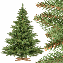 FairyTrees Weihnachtsbaum künstlich 180cm NORDMANNTANNE mit Christbaum Holzständer | TÜV Zertifiziert | TESTSIEGER Tannenbaum künstlich mit braunem Stamm | Made in EU 180 cm Baumstamm Braun