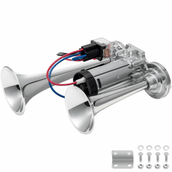 Hupe 12v Elektrische Lufthorn Hupe Kompressor Drucklufthorn Single Trompete Chrom Zink Dual Trompete Air Horn mit Kompressor für alle 12V Fahrzeuge LKW Lörries Züge Boote Cars Vans FARBIN Integriertes Luft horn 12V