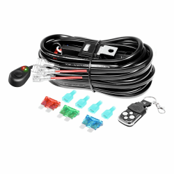 RIGIDON Kabelbaum Kabelsatz Relais Adapter für KFZ Scheinwerfer Arbeitsscheinwerfer Tagfahrleuchten Lichtleisten DC 12V/40A, On-Off-Strobe-Fernbedienungsschalter (für 2 Lampe max. 300W)