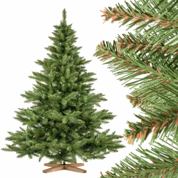 FairyTrees Weihnachtsbaum künstlich 180cm NORDMANNTANNE mit Christbaum Holzständer | TÜV Zertifiziert | TESTSIEGER Tannenbaum künstlich mit grünem Stamm | Made in EU 180 cm Baumstamm Grün