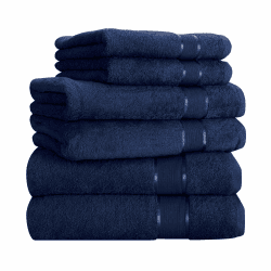 Mixibaby Handtuch 6er Set 2X Duschtuch 2X Handtuch 2X Gästetuch 100% Baumwolle Frottee, Farbe:Dunkelblau