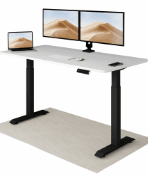 Desktronic Höhenverstellbarer Schreibtisch 160x80 cm - Stabiler Schreibtisch Höhenverstellbar Elektrisch - Standing Desk mit Touchscreen und Integrierten Ladesteckern Schwarz + Weiß 160 x 80 cm