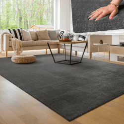 Paco Home Waschbarer Teppich Wohnzimmer Schlafzimmer Kurzflor rutschfest Flauschig Weich Moderne Einfarbige Muster, Grösse:200x280 cm, Farbe:Anthrazit 200 x 280 cm (Rechteckig) Anthrazit