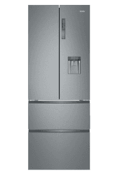 Haier B3FE742CMJW Kühl-Gefrierkombination/French Door / 70 cm Breite / 458 Liter/Wasserspender/Total No Frost/MyZone Pro/Humidity Zone/ABT, Edelstahllook Mit Wasserspender