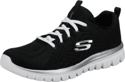 Skechers Damen Graceful Get Connected Sneakers 40 EU Black Mesh White Trim