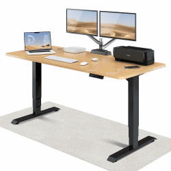 Desktronic Höhenverstellbarer Schreibtisch (180x80cm) - Schreibtisch Höhenverstellbar Elektrisch mit Flüsterleisem Dual-Motor & Touchscreen - Hohe Tragfähigkeit - Stehtisch HomePro Schwarz + Eiche 180 x 80 cm