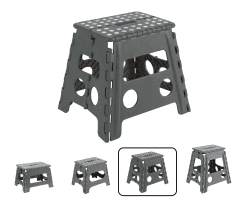 ARREGUI TB-032-G Kleiner Klapphocker | Falthocker für Kinder und Erwachsene | Tragbarer und Faltbarer Klapphocker | 150 Kg Belastbarkeit | Hocker für Küche, Bad, Camping, Garten | 32 cm hoch | Grau