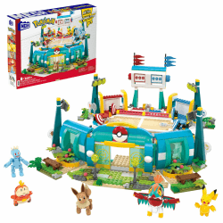 MEGA Pokémon Actionfigur-Bauspielzeug, Trainingsarena mit 1101 Teilen, Kampfspiel und 5 bewegliche Figuren für Kinder, HWR82