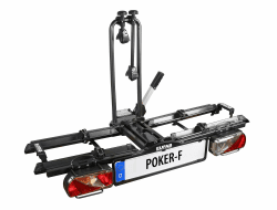 EUFAB 12010LAS Fahrradträger POKER-F, E-Bike geeignet, komplett vormontiert, Diebstahlschutz, für 2 Fahrräder, für Anhängerkupplung, Schwarz, 142 x 70 x 58 cm Fahrradträger Poker-F Fahrradträger